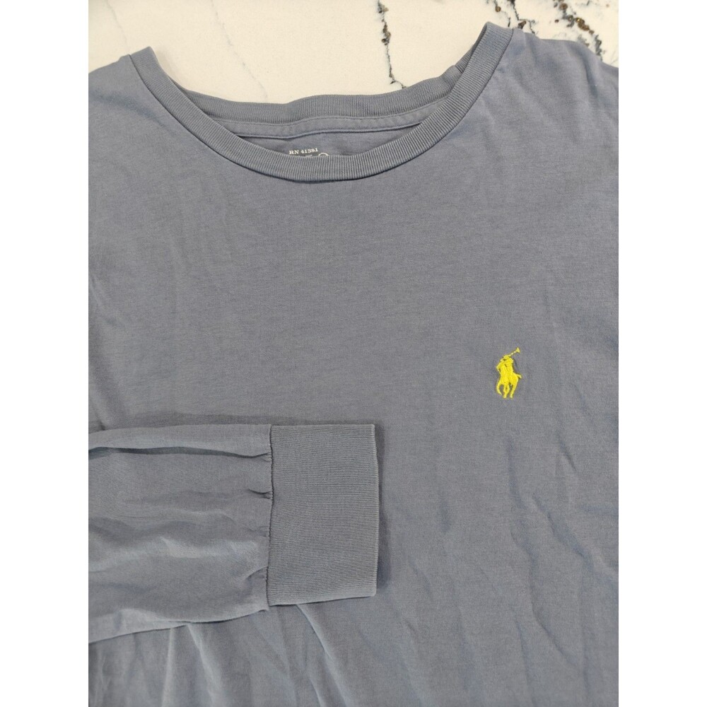 Polo Ralph Lauren Men's Size LG Crew Neck Long Sleeve Shirt Blue Pony